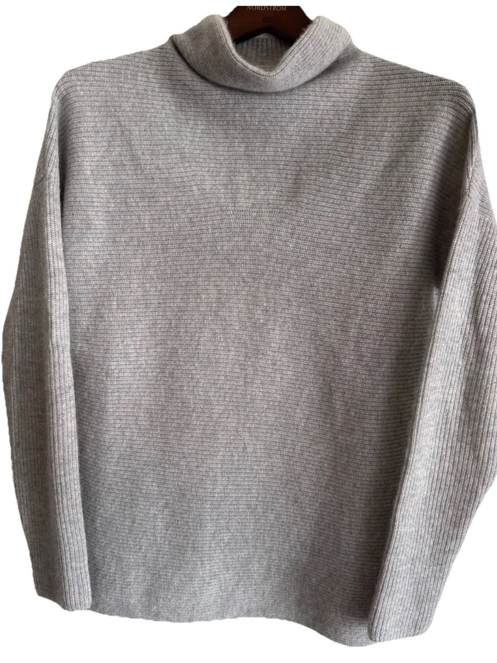 Nordstrom Signature 100% Cashmere Funnel Neck Sweater Gray XXS